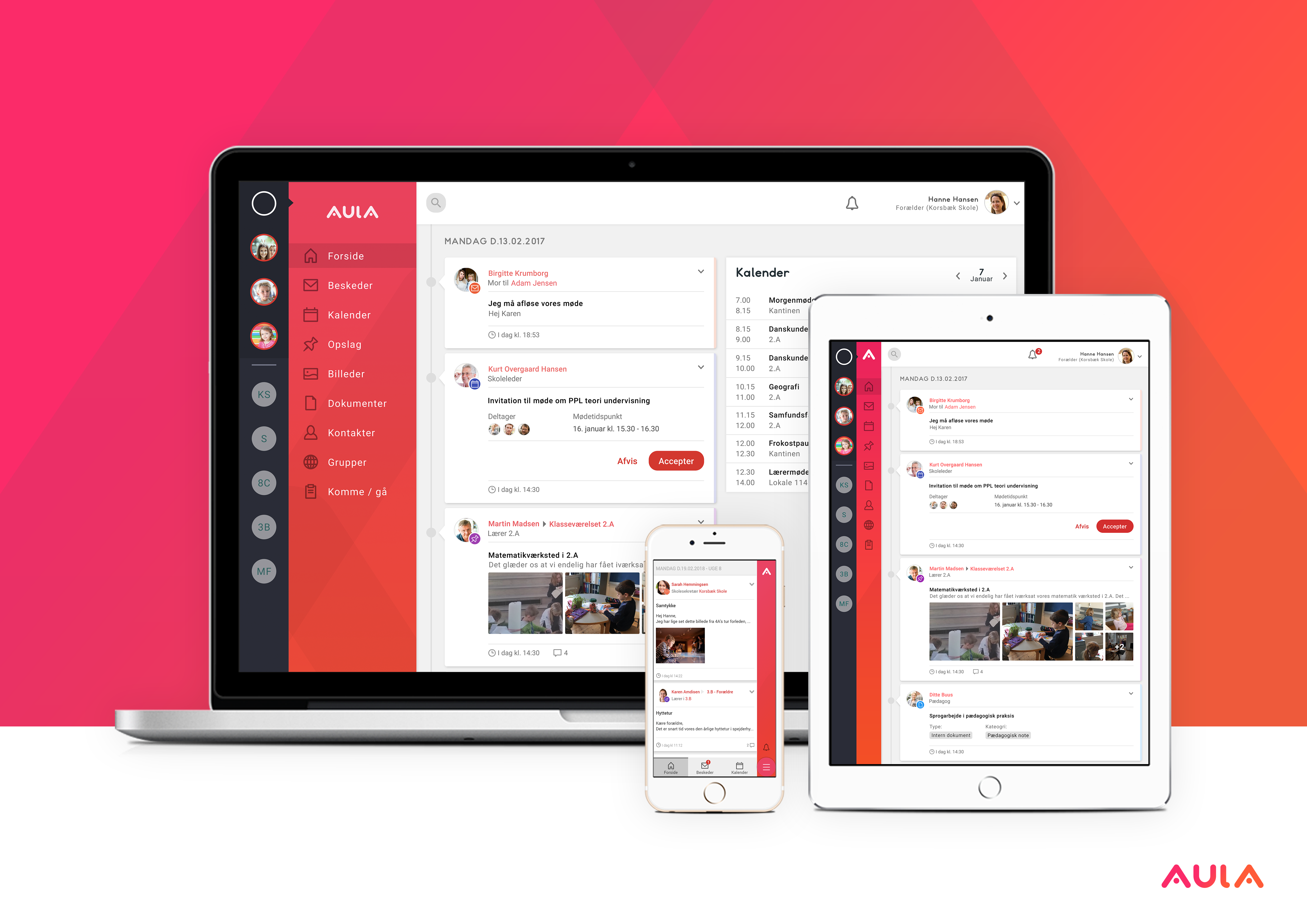 AULA platform interface design for Systematic